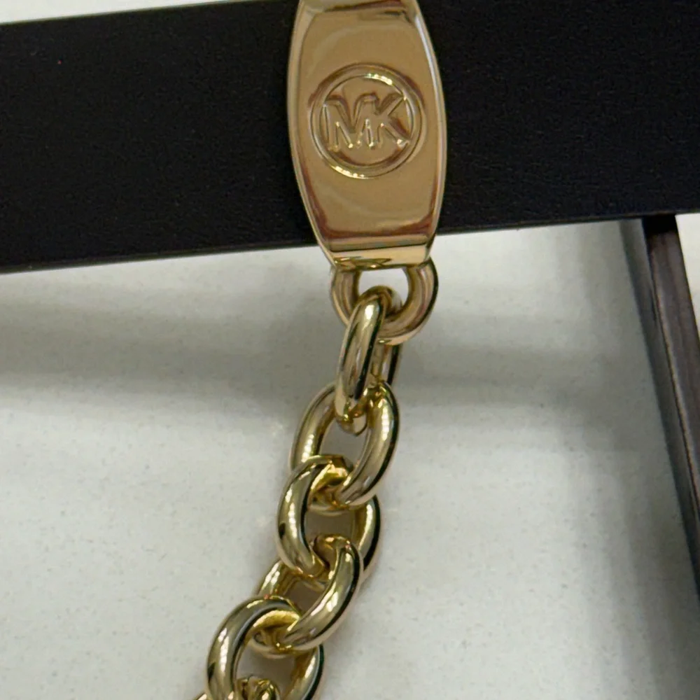 Michael Kors Brown Belt with Gold Chain Accent - Picture 5 of 7